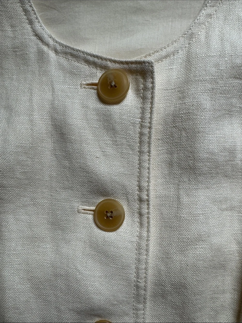 Tory Burch Sleeveless Button-Front Linen Dress in Cream